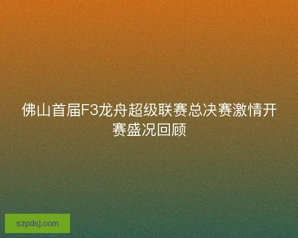 佛山首届F3龙舟超级联赛总决赛激情开赛盛况回顾