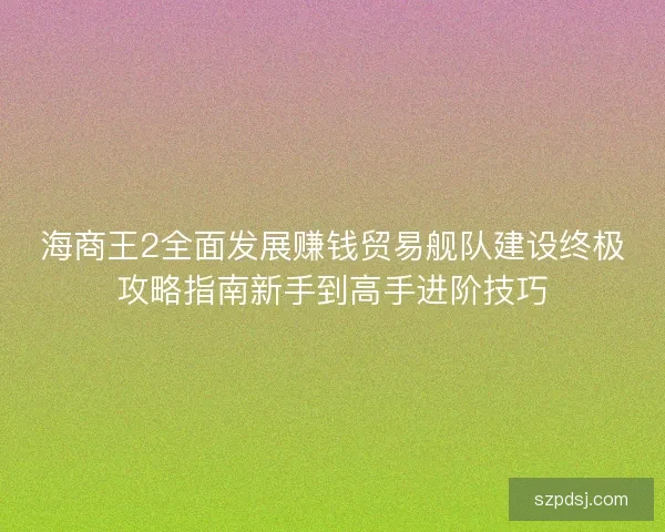 海商王2全面发展赚钱贸易舰队建设终极攻略指南新手到高手进阶技巧