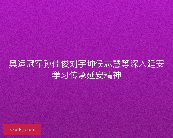 奥运冠军孙佳俊刘宇坤侯志慧等深入延安学习传承延安精神 奥运冠军孙佳俊刘宇坤侯志慧等深入延安学习传承延安精神