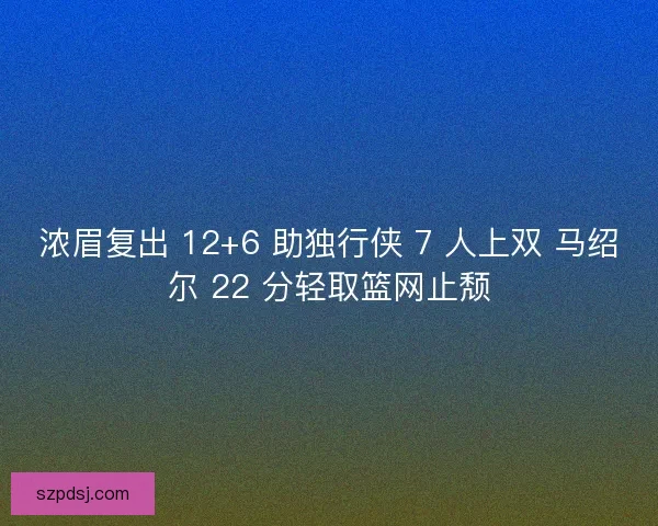 浓眉复出 12+6 助独行侠 7 人上双 马绍尔 22 分轻取篮网止颓
