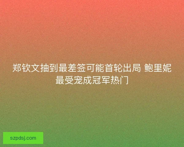 郑钦文抽到最差签可能首轮出局 鲍里妮最受宠成冠军热门 郑钦文抽到最差签可能首轮出局 鲍里妮最受宠成冠军热门